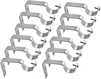 Z L Enterprises Curtain Brackets Stainless Steel Curtain Accessories for Home Curtain Support Rod Brackets Clamps Holders Hooks Pack of 12 Pieces, Silver