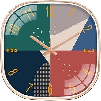 Silent Mute Wall Clocks Battery Operated Non-Ticking Quiet Decorative Wall Clocks for Living Room, Bathroom, Kitchen - Thicken Plastics Frame Glass Cover (Chex Square)