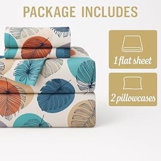 Cottington Lane Microfiber 144 TC Printed Bedsheet for Single Bed with 2 Pillow Covers for Summer Breathable Soft Wrinklefree Soft Touch & Skin Friendly, 60x90 Inches, Leafy Meadow