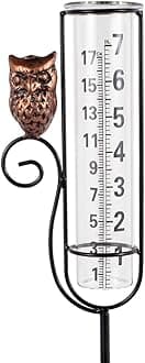 VenniyVenniy Owl Rain Gauges,Water Gauge for Rain with Metal Stake,7 Inch Freeze Proof Detachable Rain Gauge Outdoor Decorative for Measuring Precipitation