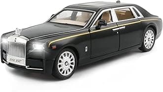 Rolls Royce Phantom Model Car 1:32 Scale Exclusive Metal Car Pull Back Die-cast Car Toy car with Openable Doors & Light Music Boys Toys for Kids (Phantom 1:32)【Colors as Per Stock】