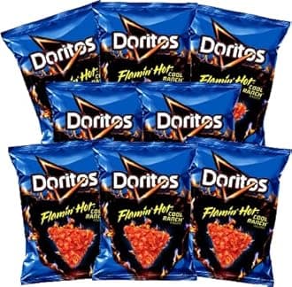 Dorito Doritos Cool Ranch Flamin' Hot Tortilla Chips, 1.75 ounces (Pack of 8)`, 1.75 Ounce (Pack of 8)