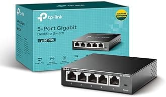 TP-Link TL-SG105S 5 Port Gigabit Ethernet Network Switch, Ethernet Splitter 1 to 4, Network 4 Way Ethernet Hub, Desktop & Wall-Mounting, Sturdy Metal Case, Fanless, Plug & Play, Energy-Saving
