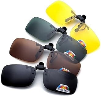 One Piece Polarized Clip on Flip up Sunglasses over Prescription and Reading Glasses Frames,Men Women Compact Fit Clip In Sunglass Unisex