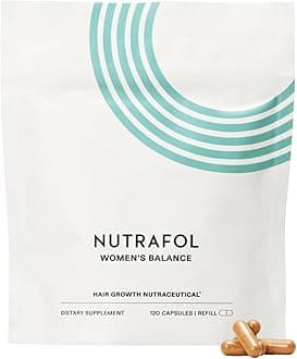 NutrafolWomen's Balance Hair Growth Supplement Ages 45+ Clinically Proven for Visibly Thicker Hair & Scalp Coverage Dermatologist Recommended 1 Refill Pouch 1 Month Supply