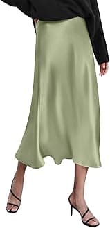 Zeagoo Skirts for Women High Waist Skirt Elegant Midi Skirt Satin