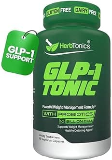 Herbtonics GLP‑1 Tonic – Natural GLP‑1 Support with Apple Cider Vinegar, BHB Salts, Probiotics & Turmeric – Supports Appetite, Weight, Metabolic Balance, Gut Health & Energy – 60 Vegan Capsules