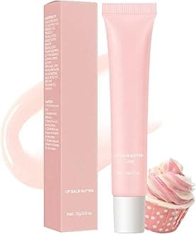Summer Lip Glossy Butter Balm, Instant Moisture Sheer Pink Glitter Tint, Non-Sticky, Conditioning Formula to Soothe & Repair Dry, Chapped Lips, Jelly Lip Stain with Natural Scent (#4Cake, 1Pc)