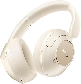 EarFun Wave Pro Active Noise Canceling Headphones, Wireless Over Ear Bluetooth Headphones, LDAC Hi-Res Sound, 5 Mics AI Clear Call, 80H Playtime, Multipoint Connection, Comfort Fit, Oat White