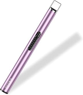 Lighter S4 Electronic Candle Lighter USB Rechargeable with Security Lock, Windproof Fast Heat Sinking, Non-Slip Switch for Candle, Grill, Camping (Lavender Purple)