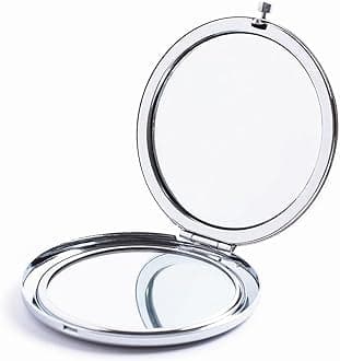 MIHAGUTY Magnifying Compact Mirror for Purses with 2 x 1x Magnification, Folding Mini Pocket Double Sided Travel Makeup Mirror,Perfect for Purse, Pocket Mirror for Gift (Silver)