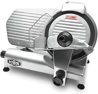 KWS MS-10NT 320W Motor Electric Meat Slicer 10-Inch with 304 Stainless Steel coated with Teflon Blade, Frozen Meat/Cheese/Food Slicer Low Noise Commercial and Home Use [ ETL, NSF Certified ]