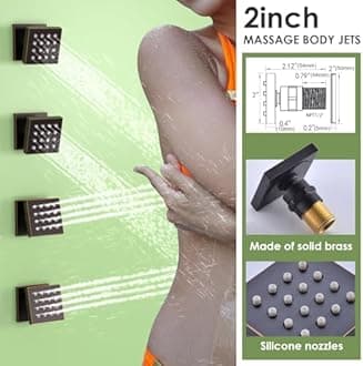 ENGA Bathroom Massage Body Spray Shower System 12-inch Rainfall Showerhead with Handheld Shower (Oil Rubbed Bronze)