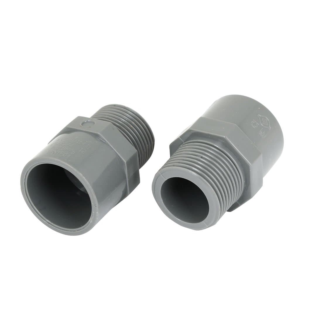 uxcell 2pcs 3/4" PT Male Thread PVC Straight Pipe Tube Adapter Connectors Gray