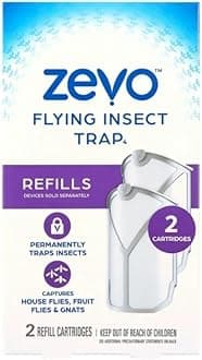 Zevo Flying Insect Refills for Indoor Light Trap: Light Trap Refill Cartridges Capture Fruit Flies, Gnats and Houseflies (2 Refills Cartridges)