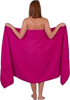 Extra Large Bath Sheet 100 x 200 cm Super Jumbo Big Bath Sheets Towels Beach Body Wrap XL Bath Towels 600-GSM (Pink)