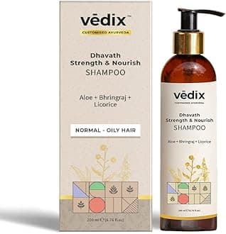 Vedix Ayurvedic Shampoo, Dhavath Strength & Nourish Sulfate Free Shampoo For Normal/Oily Hair, with Aloe Vera, Bhringraj, Quinoa- 6.76 Fl Oz