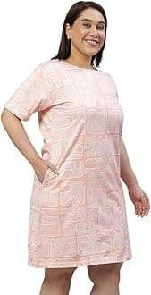 Wear Your Opinion Women's Plus Size Tie-Dye Printed Midi Knee Length Tshirt Dress