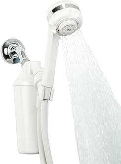 Shower Filter for Hair & Skin | Reduces 90% of Chlorine | Handheld Wand Shower Head with 3 Settings | Dermatologist-Recommended | WaterSense Certified | AQ-4105-E