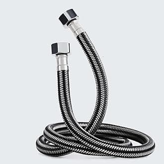 Stainless Steel Braided Hose Flexible Water Plumbing Pipe Bathroom Kitchen Sink Hot Cold Water Inlet Hoses for Toilet/Taps G1/2 X G1/2 10M Long