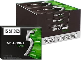 5 GUM Five 5 Focus Sugar Free Gum Spearmint 15 Piece Pack (Pack Of 10) Spearmint/10 Count