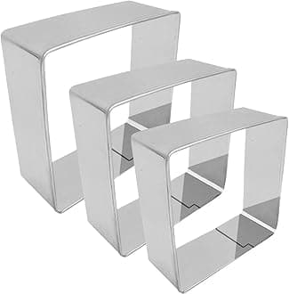 Antallcky Square Cookie Cutter Set-3 piece-2.5", 3", 3.5",Square Stainless Steel Biscuit Molds Fondant Cookie Cutter Set Pastry Mold-1 Inch Depth