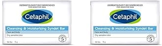 Cetaphil Cleansing and Moisturising Syndet Bar, Shea Butter,For Face & Body, Sensitive skin, 75, Pack of 2