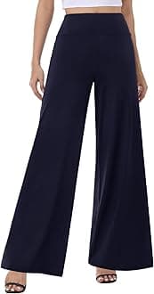 Wide Leg Palazzo Pants for Women - High Waist Casual Beach Lounge Pants Loose Flowy Pants Stretchy Trousers