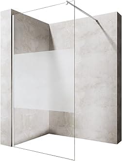 Durovin Bathrooms 1000mm Walkin Shower Screen 2000 mm high- 8mm Safety Frosted Strip Glass -Wet Room Shower Enclosure