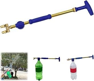 HASTHIP® Manual Garden Sprayer with 2 Adjustable Nozzles, Portable Push Pull Pump Sprayer for Gardening, Greenhouse, Planting Bush, Flower, Suit for Most of Bottles (without Bottle)