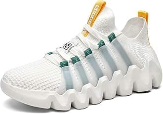 Mens Trainers Fashion Walking Shoes Breathable Slip on Sneakers for Men White