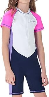 MIENOE Girls One Piece Swimsuit Kid Swimsuit Girls Water Sport Short Swimsuit UPF 50+ Sun Protection Bathing Suits