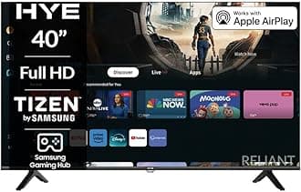 HYE TV - Smart TV, 40" Screen Size, Full HD Resolution, Apple AirPlay, Samsung Tizen OS & Gaming Hub, Versatile Connectivity, Perfect For Streaming, Black, Gaming & Entertainment - 40FHDS1008