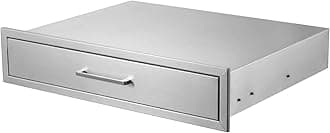 Outdoor Kitchen Single Drawer 30" Stainless Steel BBQ Single Drawer -30" W x 6.5" H x 23" D Enclosed Built-in Drawer Flush Mount for Outdoor Kitchens & BBQ Islands