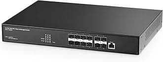 Binardat 12 Port 10 Gigabit SFP Managed Switch, Support 1G & 10G SFP+ Module, 240Gbps Bandwidth, L3 Web/CLI Managed, Metal Fiber Network Switch