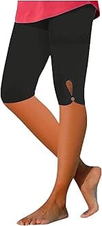 High Waisted Capri Leggings for Women Knee Length Solid Color Active Trousers Stretch Yoga Pants for Running Workout