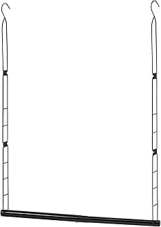 STORAGE MANIAC Hanging Closet Rod, Adjustable Width and Height Closet Hanging Organizer, Space-Saving Clothes Hanging Bar, Closet Extender Hanging Rod Double Closet Hanging Rod, 1 Pack Black