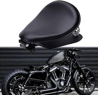 DREAMIZER Motorcycle Seat Cushion Driver Solo Seats with Spring Bracket PU Leather Compatible with Harley Honda Yamaha Kawasaki Sportster Iron 883 1200 Chopper Bobber Cafe Racer