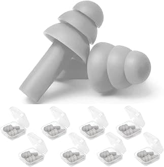 Light Gray Ear Plugs, Reusable Earplugs for Sleeping Noise Cancelling – Super Soft, Silicone Ear Plug for Sleeping 8 Pairs, Swimming, Snoring, Concerts, Work, Noisy Places