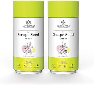 NUTRI HERBS Grape Seed Extract Capsules 500mg - Potent Antioxidant Supplement for Skin & Hair Health, Anti-Aging Support, and Immune Boost - 90 Vegan Capsules Pack of 2