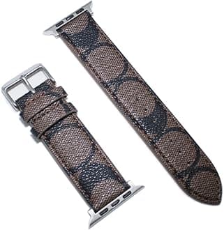 Luxury Soft Designer Leather Band Compatible with Apple Watch Series Ultra 8 7 6 5 4 3 2 1 SE, 38mm 40mm 41mm 42mm 44mm 45mm 49mm Single Tour for Women and Men