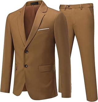 Allthemen Mens Suits 2 Piece Slim Fit Wedding Dress Suit Two Buttons Business Suit Blazer Casual Jackets Trousers