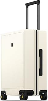 LEVEL8 Suitcase Hand Luggage Lightweight 100% PC Trolley Case Micro-Diamond Textured Design, Carry on Luggage with 8 Spinner Wheels, TSA Approved Hard Shell(55cm, 40L,White)