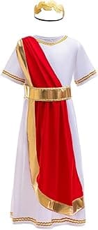 – Ancient Roman Greek God Costume Fancy Dress Up Outfits Set with Laurel Headband for Kids Boys Age 5-11 Years