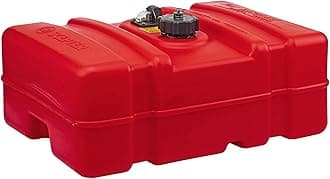08669 Rectangular 12 Gallon Low Profile Marine Fuel Tank For Outboard Engine Boats, 24.5" x 18" x 11.5", Red