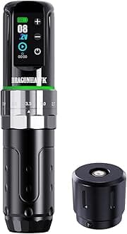 Dragonhawk L3 Cordless/Cord Tattoo Gun Rotary Pen Machine, 7 Strokes Length for Pro Artists, Powerful Mcore-L Tattoo Motor, Smart Display 2,000mAh Battery Power Supply