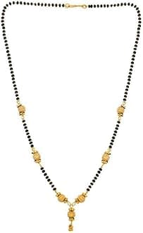 Jewar Mandi Mangalsutra for Women, CZ Multi-Stones Gold-Plated Pendant, Black Crystal Beaded Chain, Traditional Indian Jewelry Necklace for Weddings, Festivals, Gifts - Elegant Mangalsutra Necklace