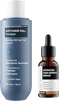 Bare Anatomy Expert Anti-Hair Fall Shampoo (250ml) & Advanced Hair Growth Serum (30ml) | Adenosine, Peptides, Redensyl, Rice Water, & Rosemary | Hair Growth & Hair Fall Control Combo for Women & Men