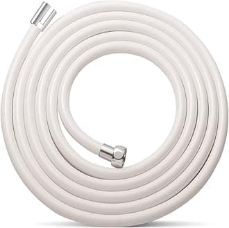 Ultra-Flex Shower Hose 100 Inches Premium RV PVC Handheld Shower Head Hose Flex Hoses Extension with Brass Insert and Nut for Bathing Pet Bathing Matte White