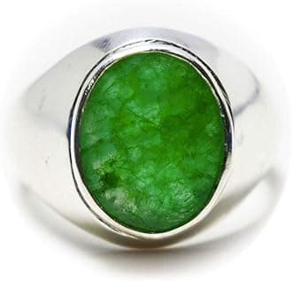 55Carat Genuine Emerald Silver Ring for Men 6 Carat Oval Chakra Healing Size 5,6,7,8,9,10,11,12,13